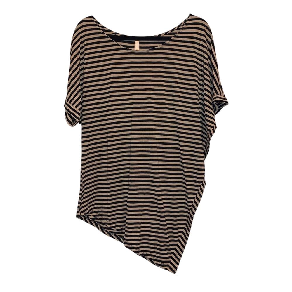 Lani California Striped Asymmetrical Tunic Top Medium‎ Boho Draped